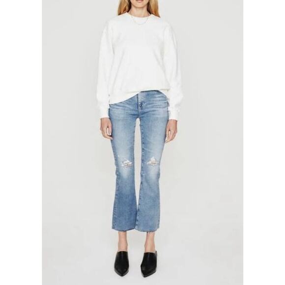 NWT AG Farrah Boot Crop Jeans Size 29 High Rise Distressed Vintage Wash Flare - Picture 1 of 9